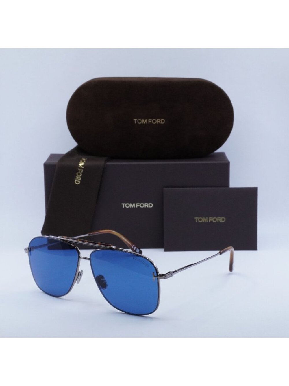Tom Ford Jaden FT1017 14V Aviator Sunglasses - Ruthenium \ Blue